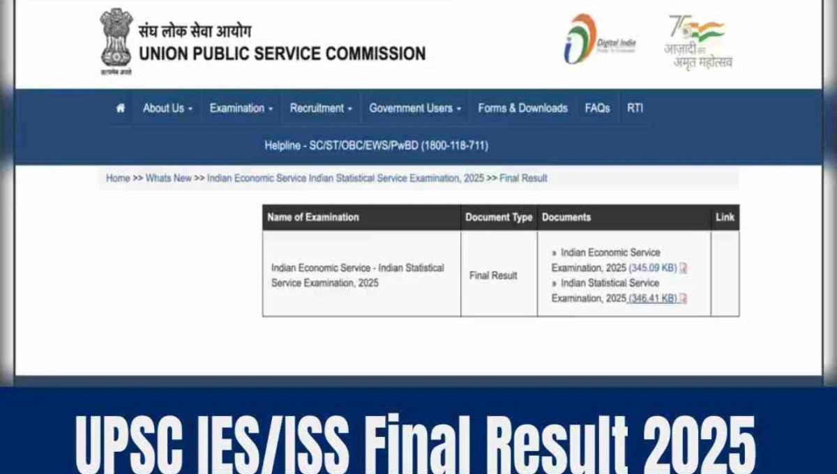 UPSC IES/ISS Final Result 2025: